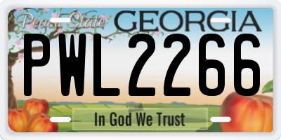 GA license plate PWL2266
