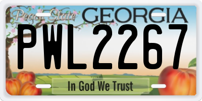 GA license plate PWL2267