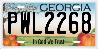 GA license plate PWL2268