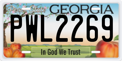 GA license plate PWL2269