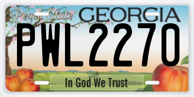 GA license plate PWL2270
