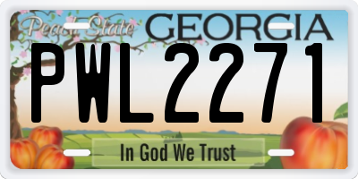 GA license plate PWL2271