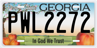 GA license plate PWL2272