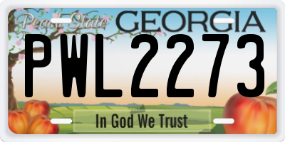 GA license plate PWL2273