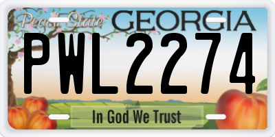GA license plate PWL2274