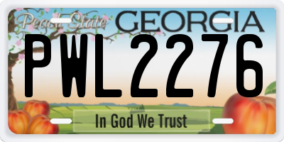 GA license plate PWL2276
