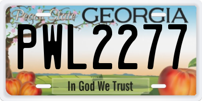 GA license plate PWL2277