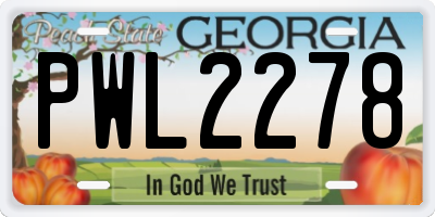 GA license plate PWL2278