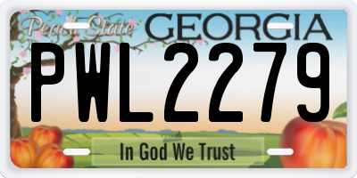 GA license plate PWL2279