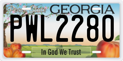 GA license plate PWL2280