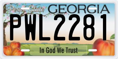 GA license plate PWL2281