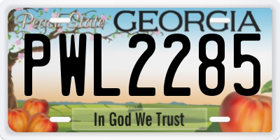 GA license plate PWL2285