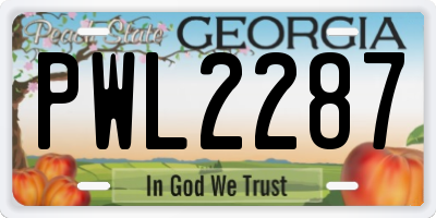 GA license plate PWL2287