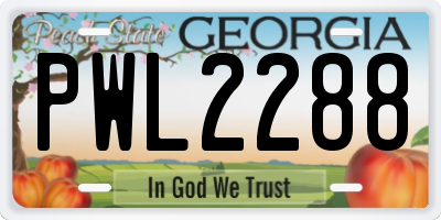 GA license plate PWL2288
