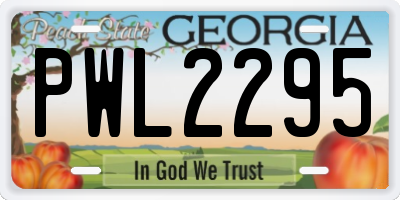 GA license plate PWL2295