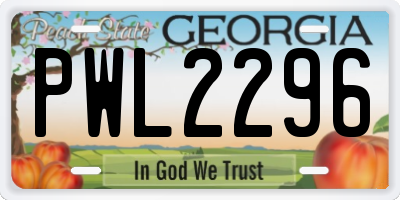 GA license plate PWL2296