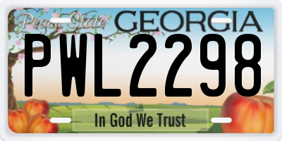 GA license plate PWL2298