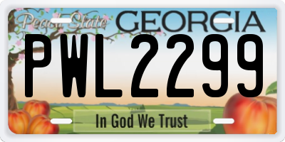 GA license plate PWL2299