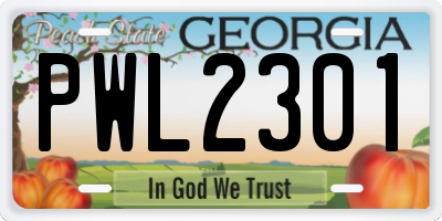 GA license plate PWL2301