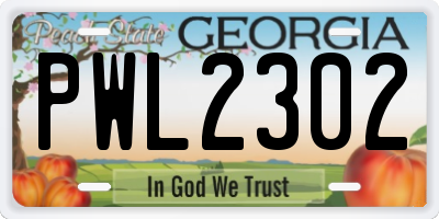 GA license plate PWL2302