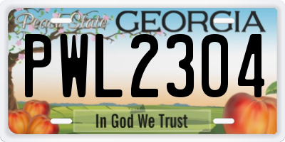 GA license plate PWL2304