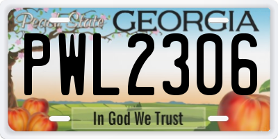 GA license plate PWL2306