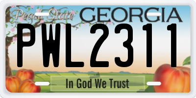 GA license plate PWL2311