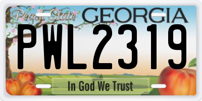 GA license plate PWL2319
