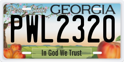 GA license plate PWL2320