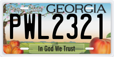 GA license plate PWL2321