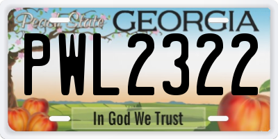 GA license plate PWL2322