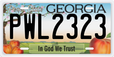 GA license plate PWL2323
