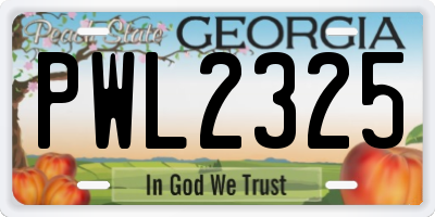 GA license plate PWL2325