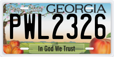 GA license plate PWL2326