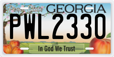 GA license plate PWL2330