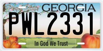GA license plate PWL2331