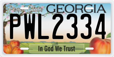 GA license plate PWL2334