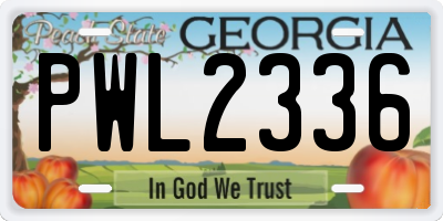 GA license plate PWL2336