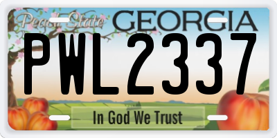 GA license plate PWL2337