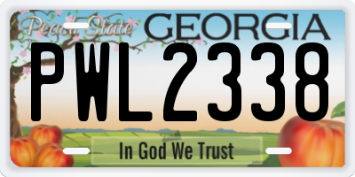 GA license plate PWL2338