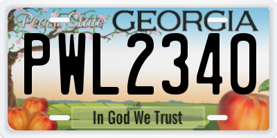 GA license plate PWL2340