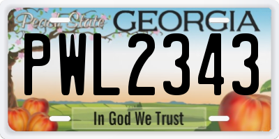GA license plate PWL2343