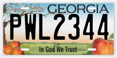 GA license plate PWL2344