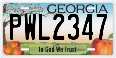 GA license plate PWL2347