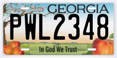 GA license plate PWL2348