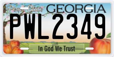 GA license plate PWL2349
