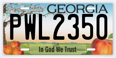 GA license plate PWL2350
