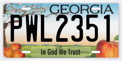 GA license plate PWL2351