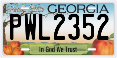 GA license plate PWL2352