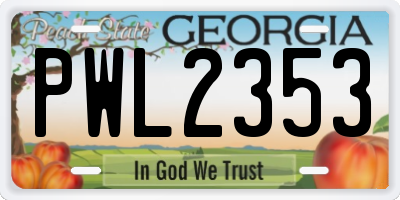 GA license plate PWL2353